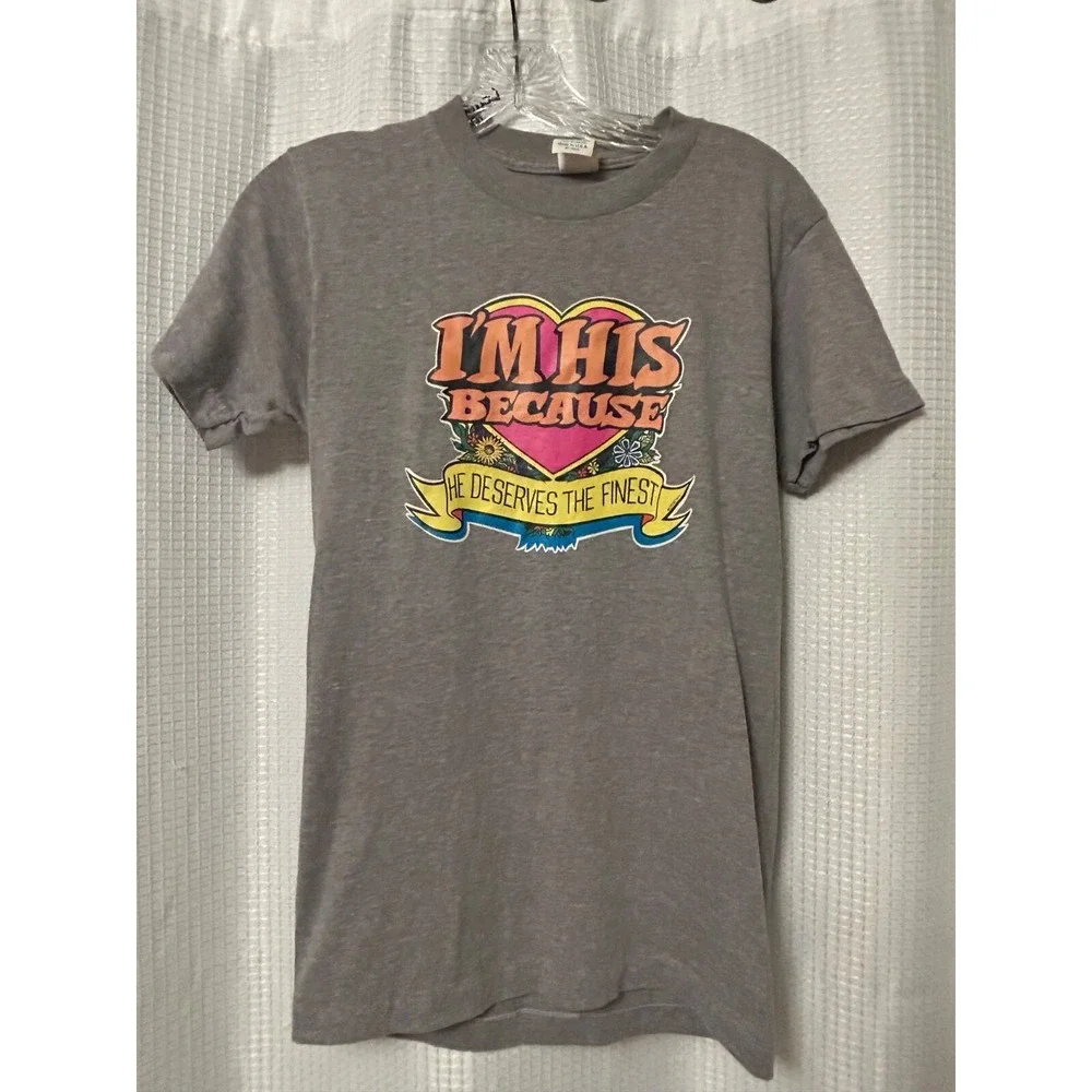 VTG 1973 I'm His T Shirt Size M Kitsch Fun Retro